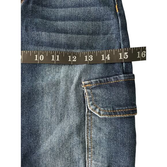 NWT Wallflower Girl Dark Denim Girls Maxi Cargo Skirt w/ Fading Back Split-12 - Picture 6 of 7